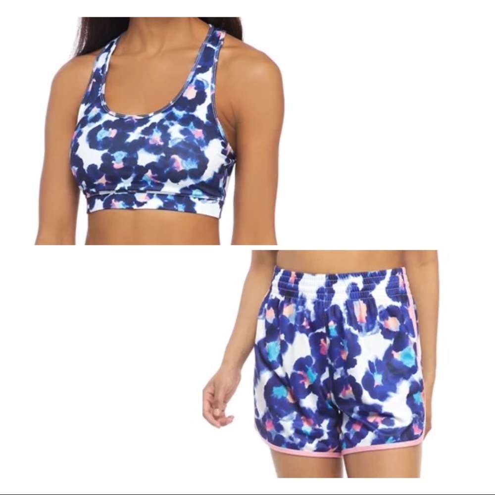 Zelos Printed Sports Bra and Tulip Hem Shorts Set